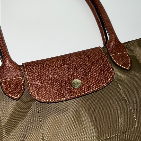 Longchamp Olive Tote with Brown Accents - Picture 2 of 7